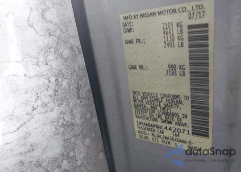 2017 Nissan Maxima 3.5 Sv z USA, uszkodzony, nr VIN 1N4AA6AP6HC442071